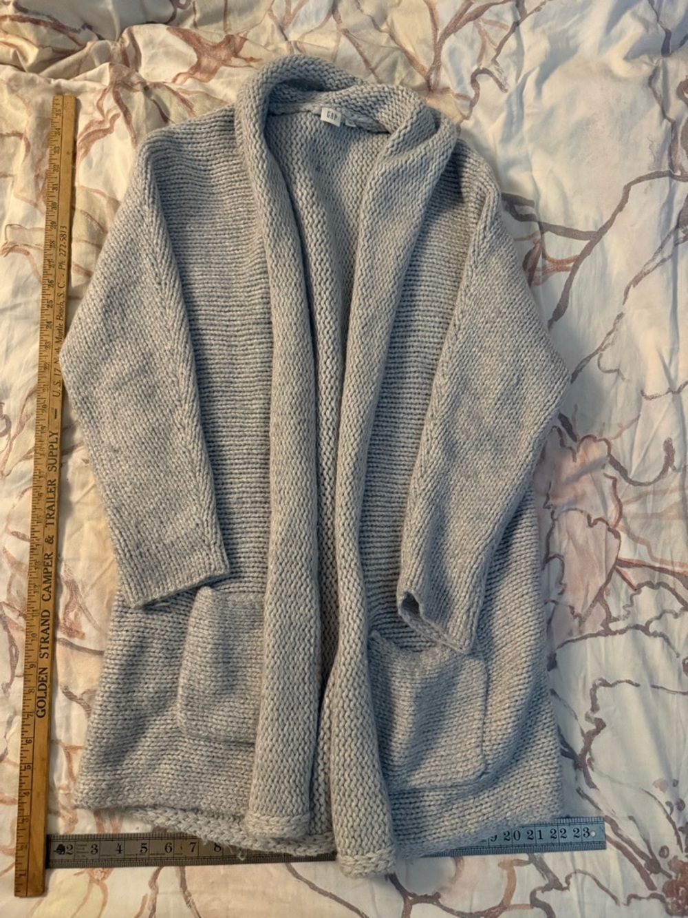 GAP Light Gray Open-Front Knit Cardigan